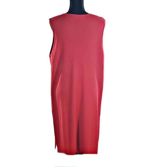 Tower Hill Collections Red Sleeveless Pullover Deep V-neck Knit Dress Size XL - Picture 2 of 8